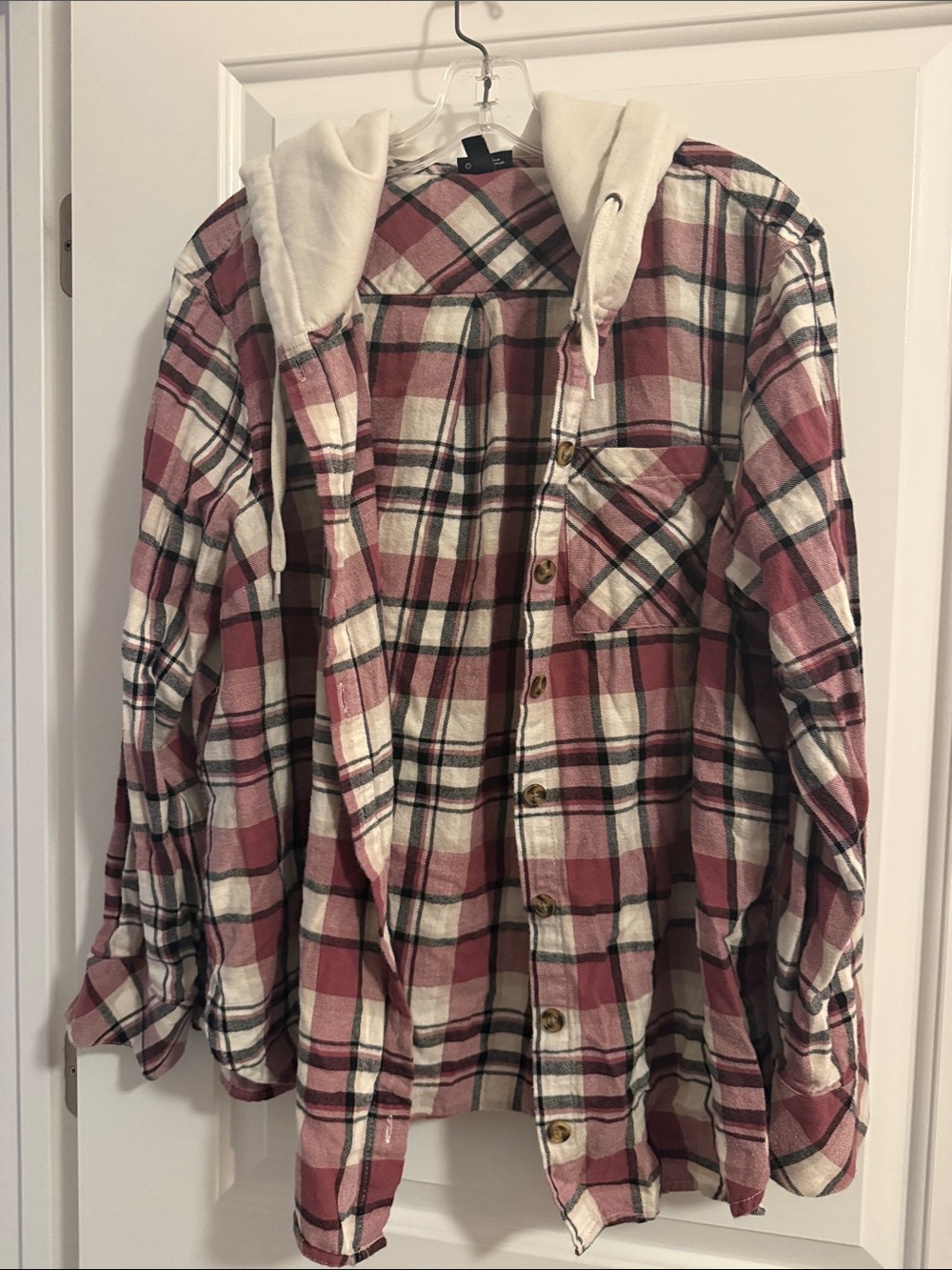 torrid Pink and Black Plaid flannel shirt jacket (Shacket)